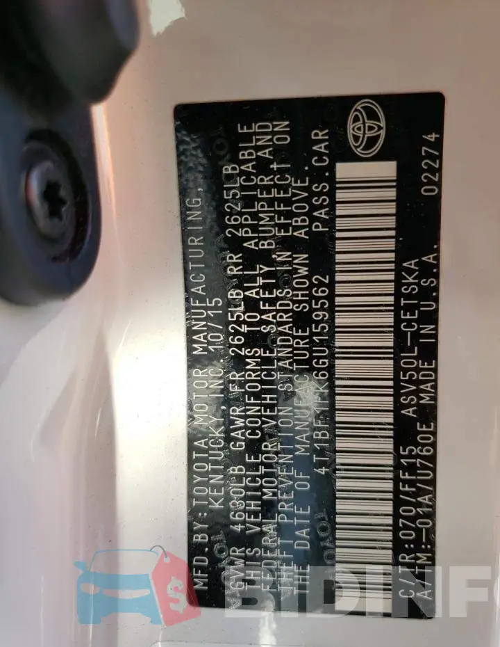 4T1BF1FK6GU159562 Photo# 13