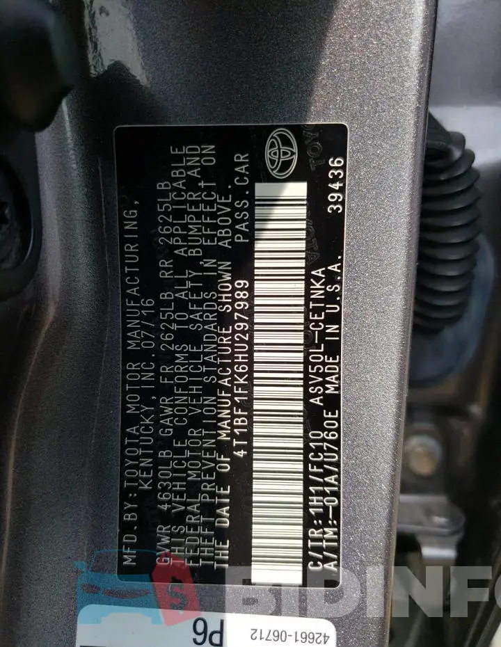 4T1BF1FK6HU297989 Photo# 12