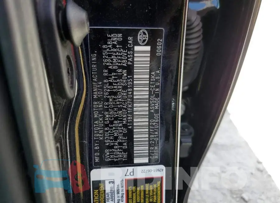 4T1BF1FK7FU481951 Photo# 13