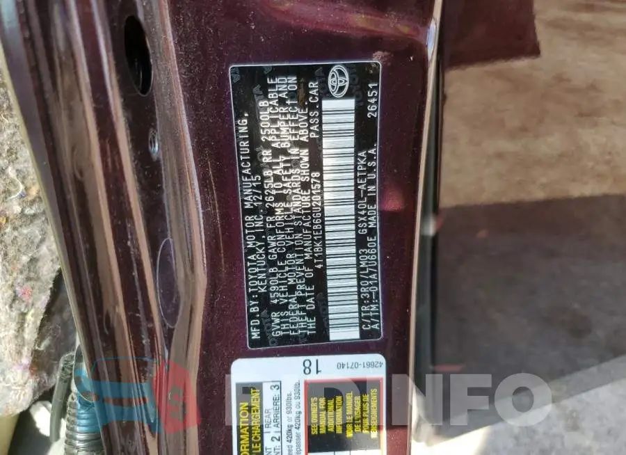 4T1BK1EB6GU201578 Photo# 13