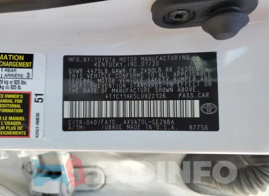 4T1C11AK5LU922126 Photo# 12