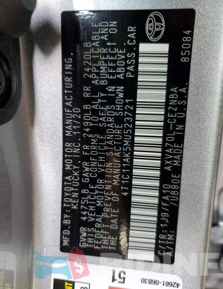 4T1C11AK5MU523721 Photo# 13