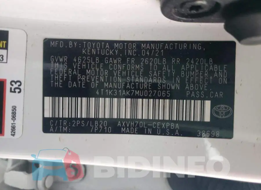 4T1K31AK7MU027065 Photo# 12