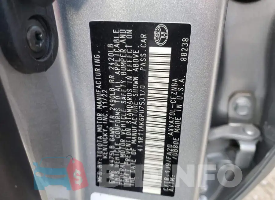4T1R11AK6PU753170 Photo# 12