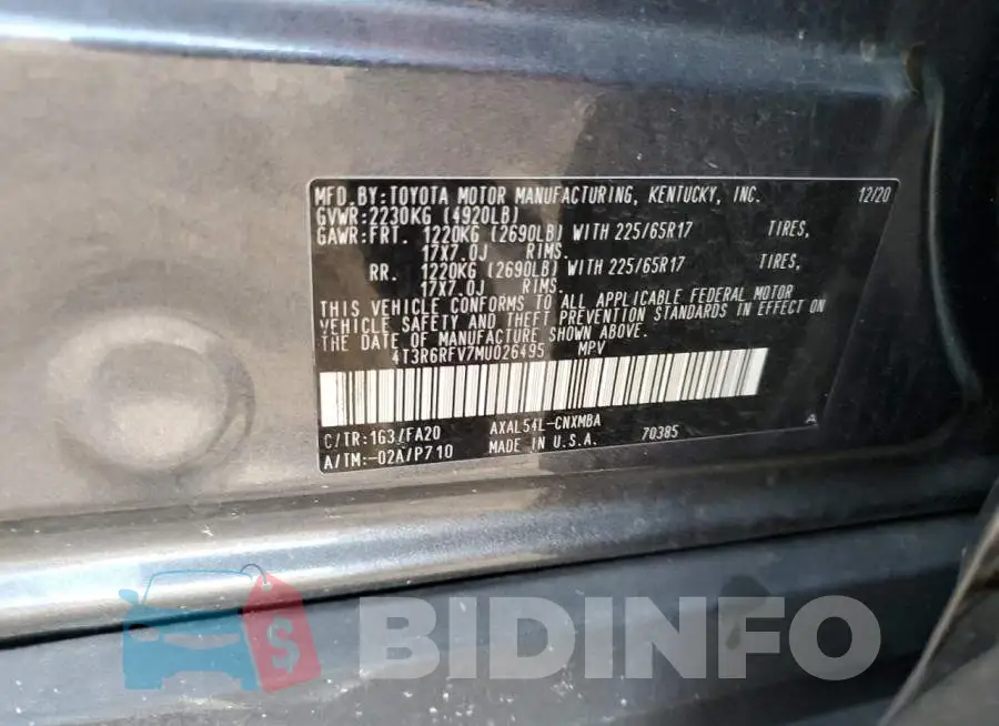 4T3R6RFV7MU026495 Photo# 12