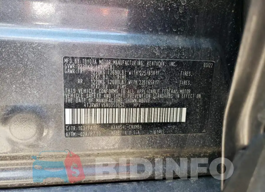 4T3RWRFV6NU059652 Photo# 13