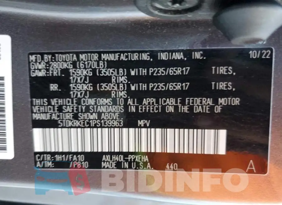 5TDKRKEC1PS139963 Photo# 13