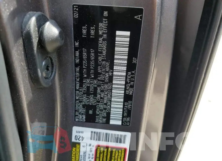 5TDKSKFC6MS011605 Photo# 14