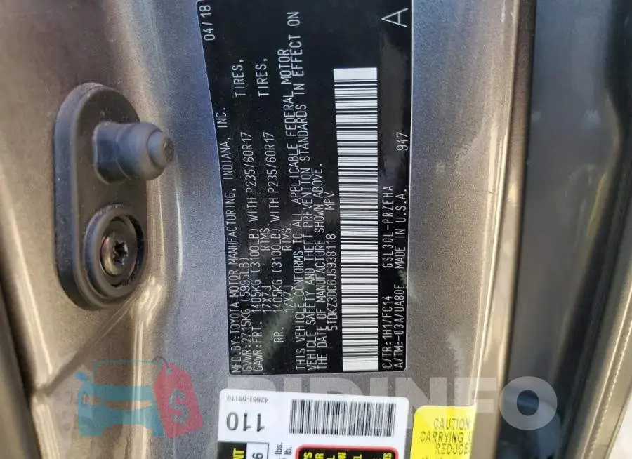 5TDKZ3DC6JS938118 Photo# 13