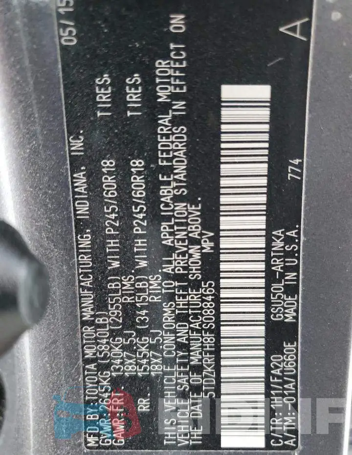 5TDZKRFH8FS088465 Photo# 13