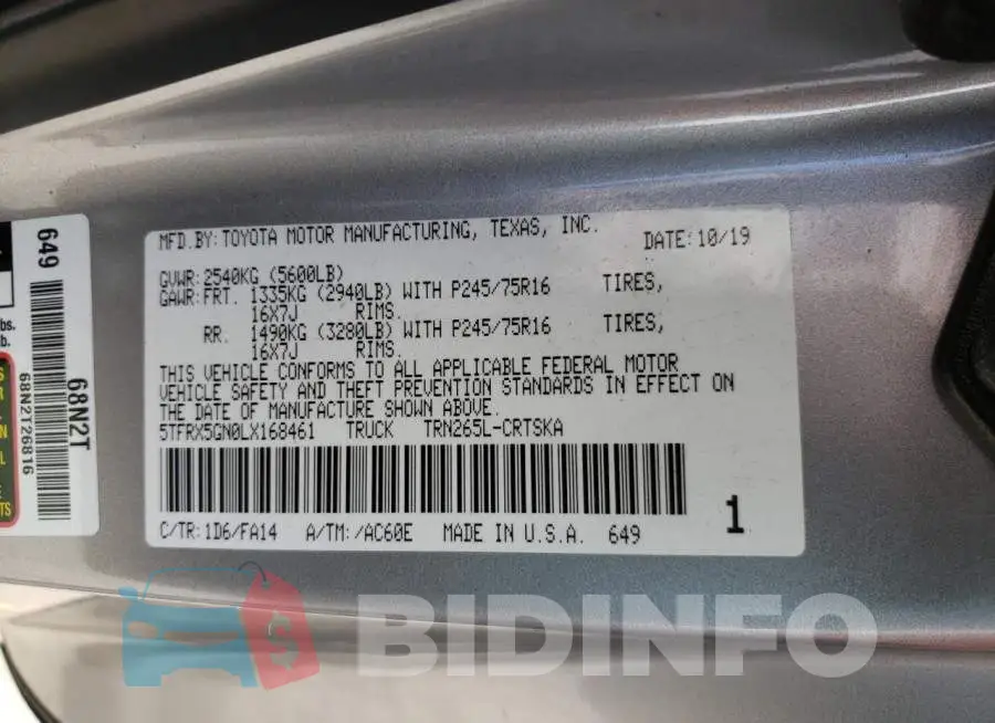5TFRX5GN0LX168461 Photo# 12