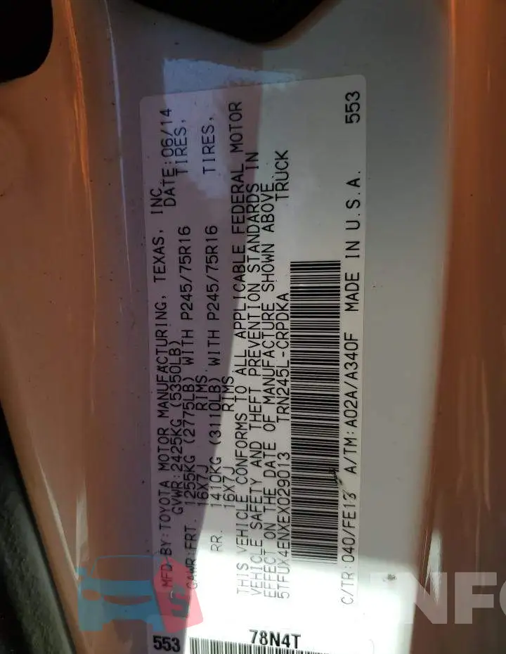 5TFUX4ENXEX029013 Photo# 12