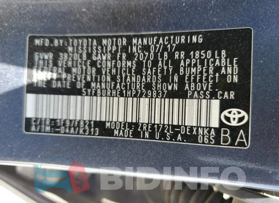 5YFBURHE1HP729837 Photo# 12