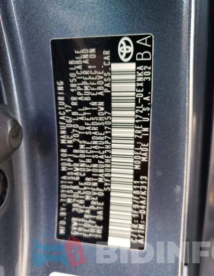 5YFBURHE3HP717057 Photo# 13