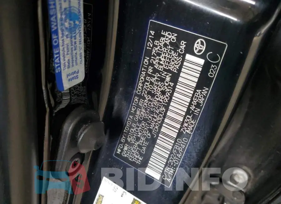 JTDKN3DU3F1909314 Photo# 12