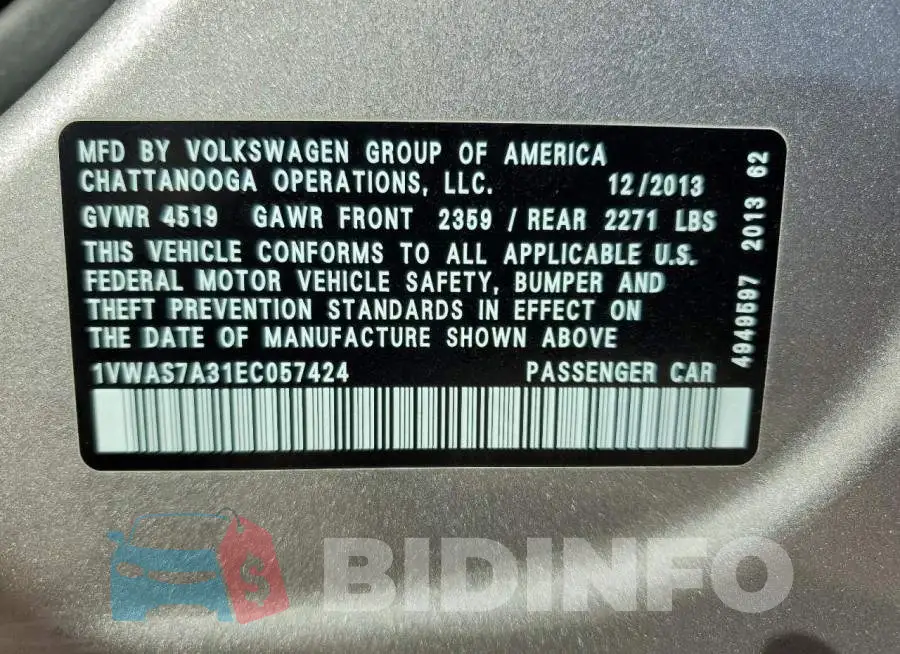 1VWAS7A31EC057424 Photo# 12