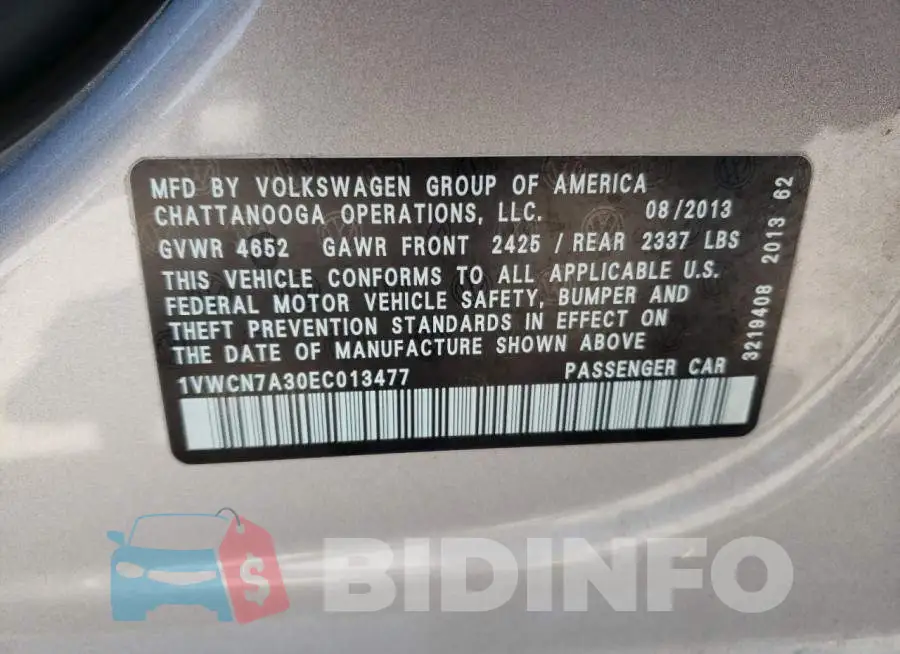 1VWCN7A30EC013477 Photo# 12