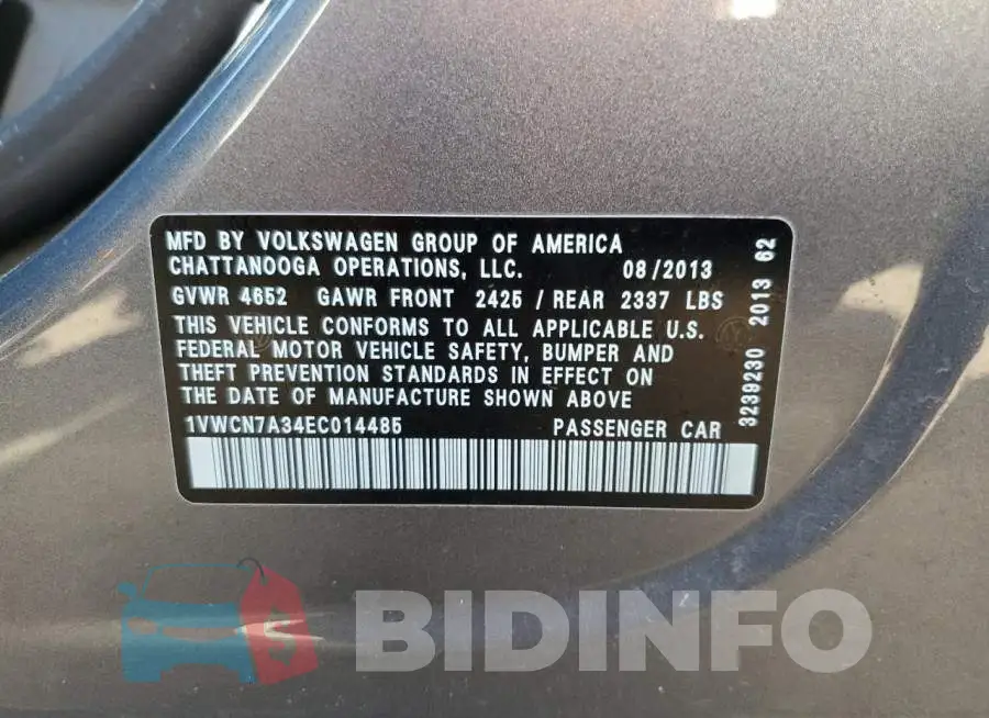 1VWCN7A34EC014485 Photo# 12