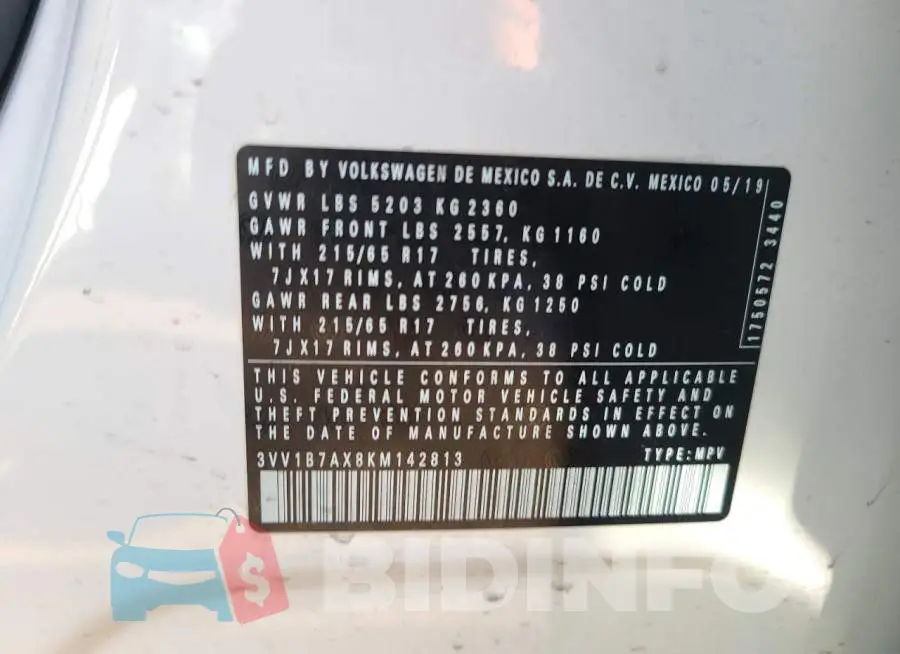 3VV1B7AX8KM142813 Photo# 13