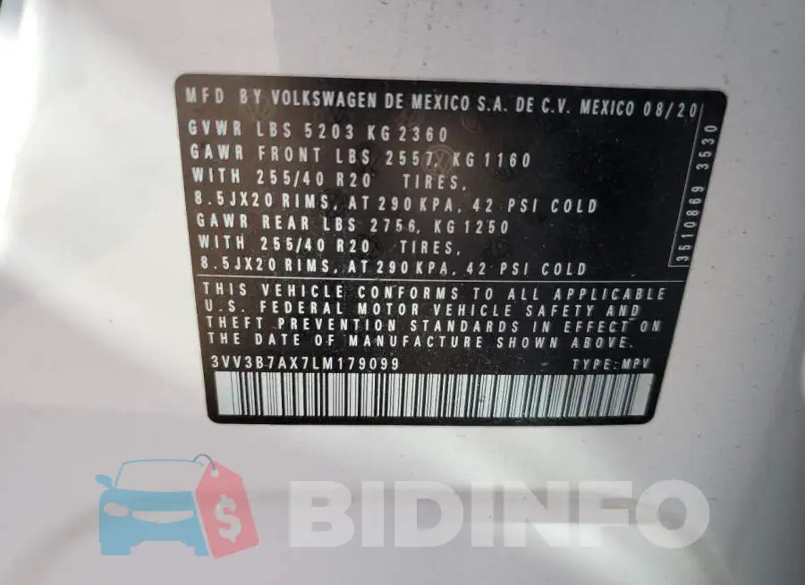 3VV3B7AX7LM179099 Photo# 13