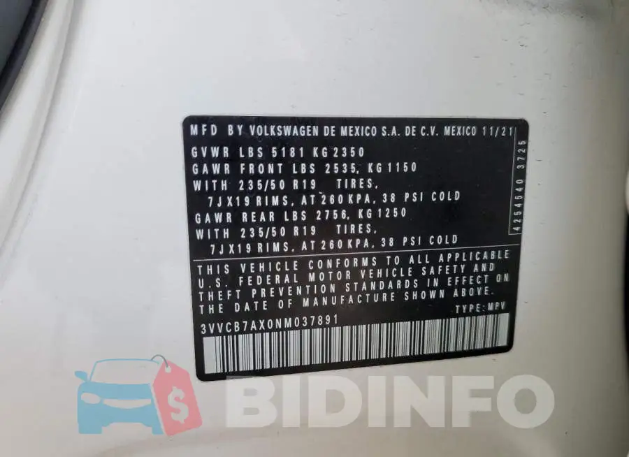 3VVCB7AX0NM037891 Photo# 14