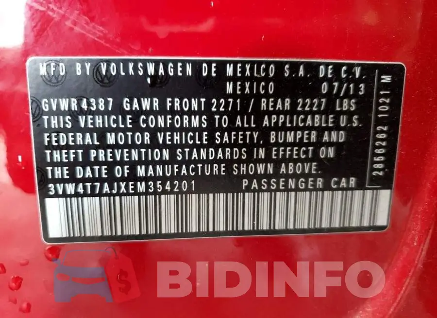 3VW4T7AJXEM354201 Photo# 13