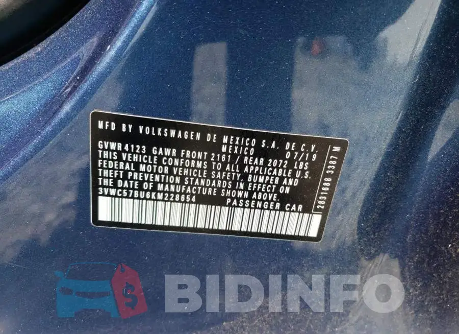 3VWC57BU6KM228654 Photo# 12