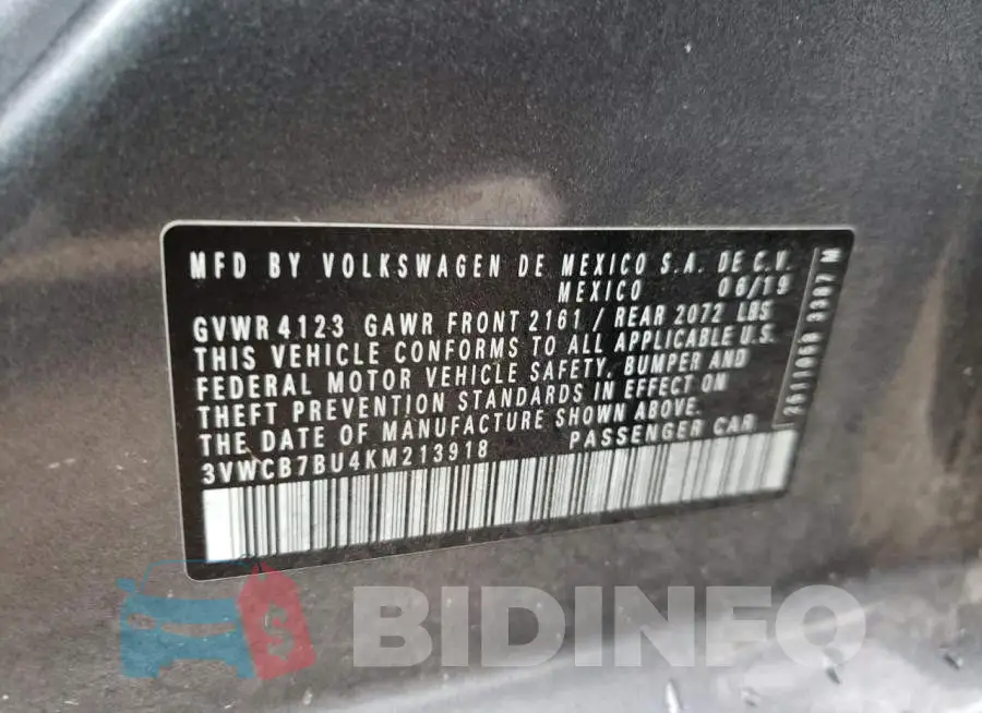 3VWCB7BU4KM213918 Photo# 13