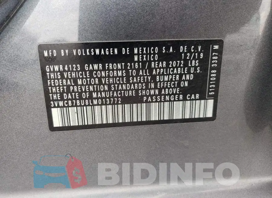 3VWCB7BU8LM013772 Photo# 12