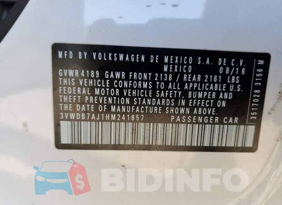 3VWDB7AJ1HM241857 Photo# 12