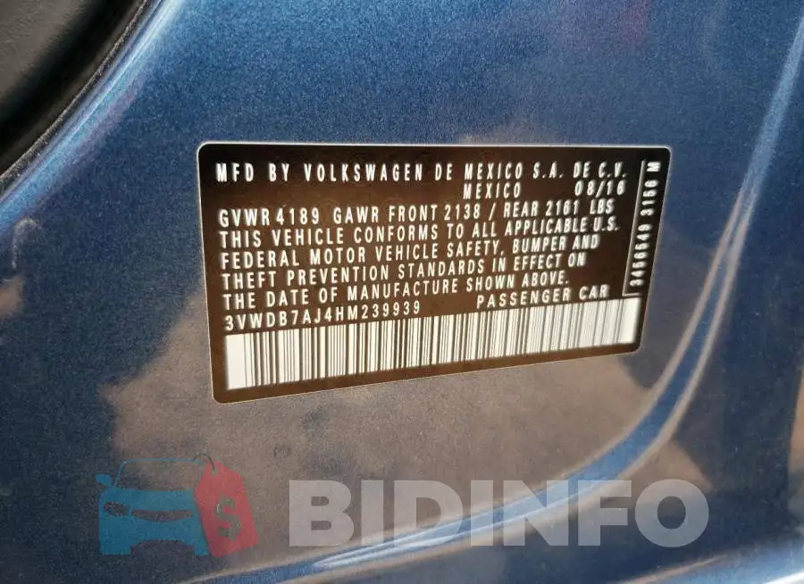 3VWDB7AJ4HM239939 Photo# 13