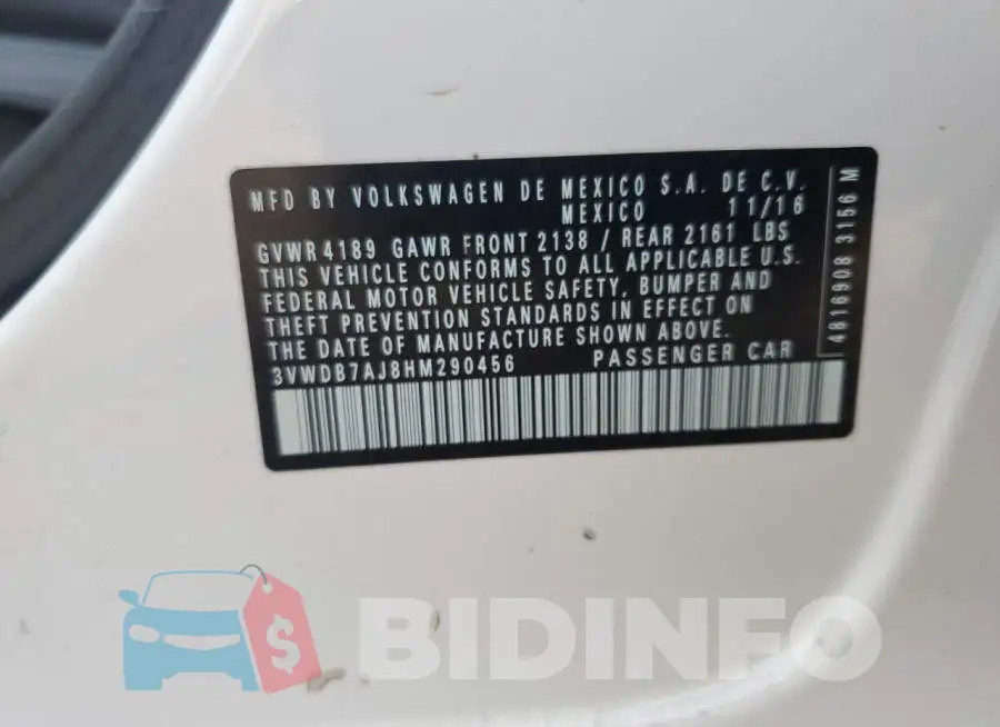 3VWDB7AJ8HM290456 Photo# 12