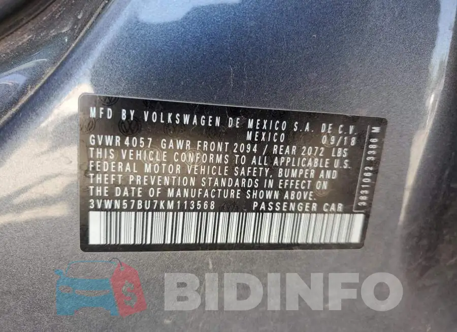3VWN57BU7KM113568 Photo# 12