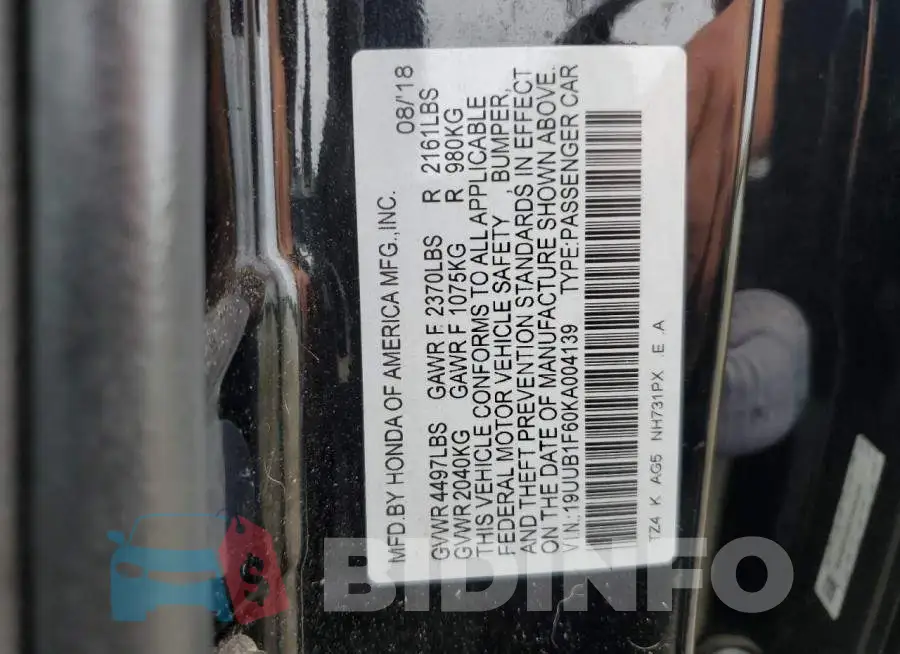 19UUB1F60KA004139 Photo# 12