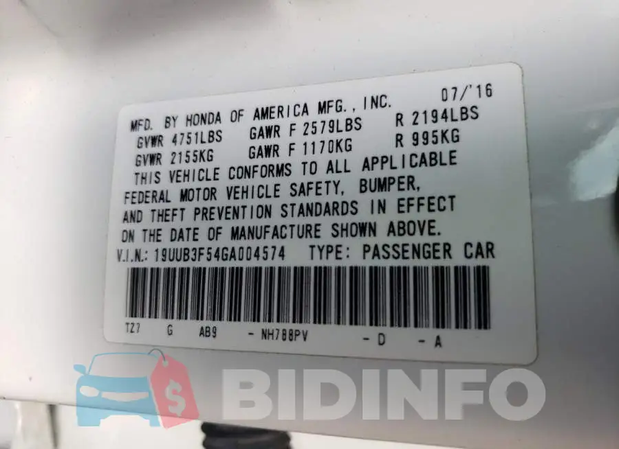 19UUB3F54GA004574 Photo# 12