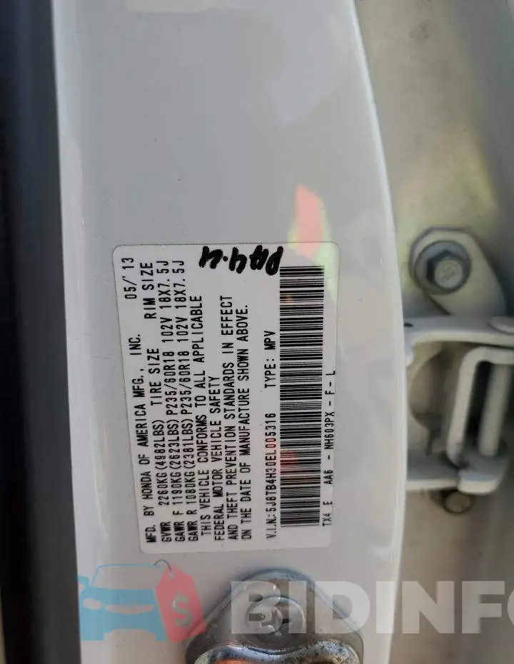 5J8TB4H30EL005316 Photo# 13