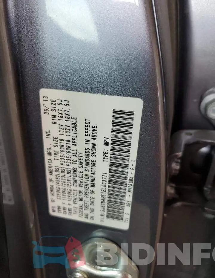 5J8TB4H51EL003771 Photo# 12