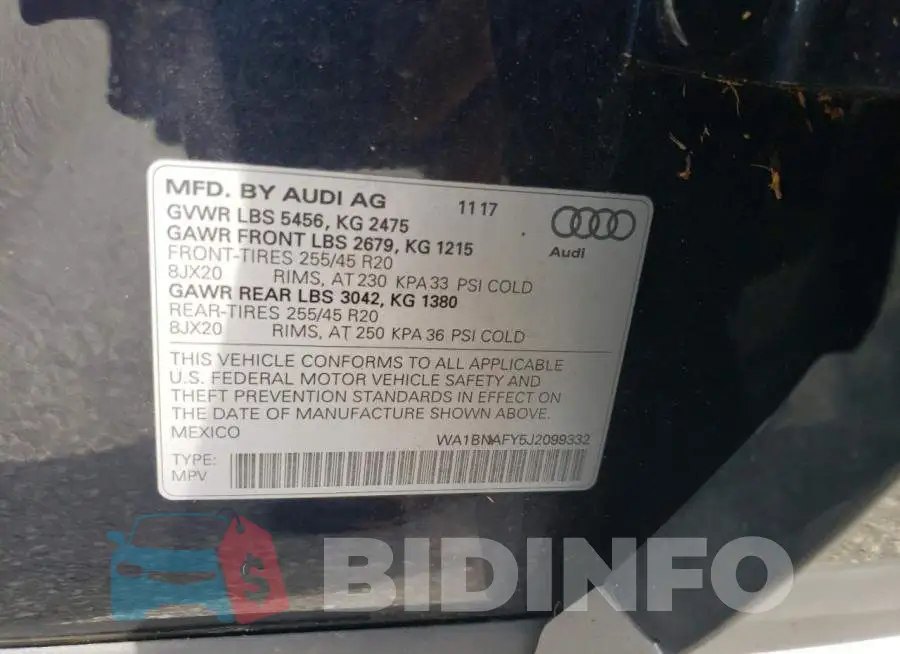 WA1BNAFY5J2099332 Photo# 12
