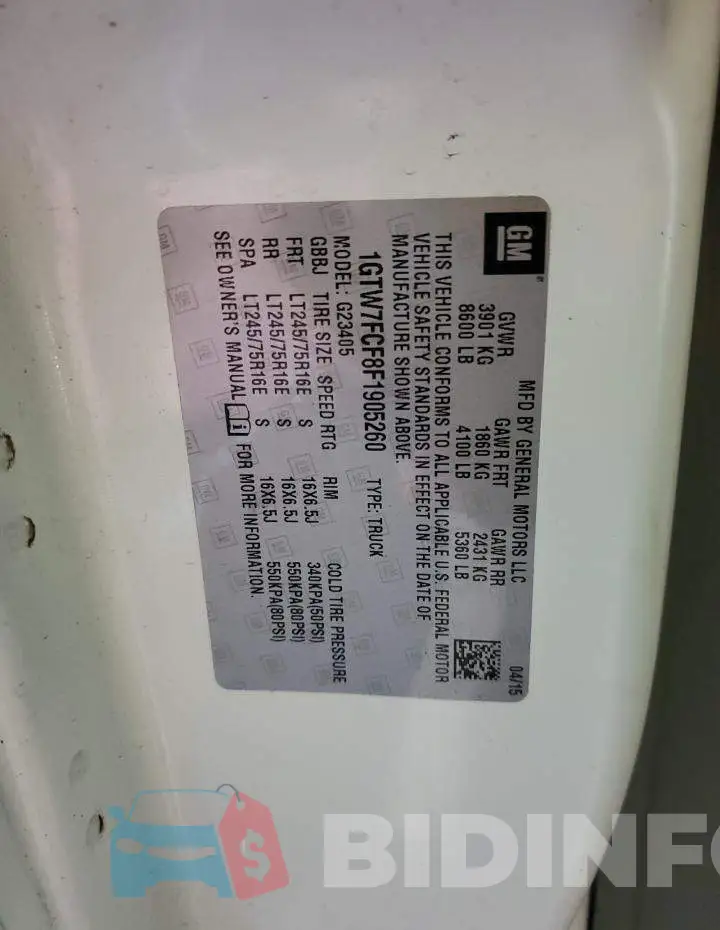 1GTW7FCF8F1905260 Photo# 13