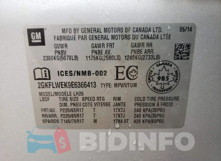 2GKFLWEK9E6366413 Photo# 13