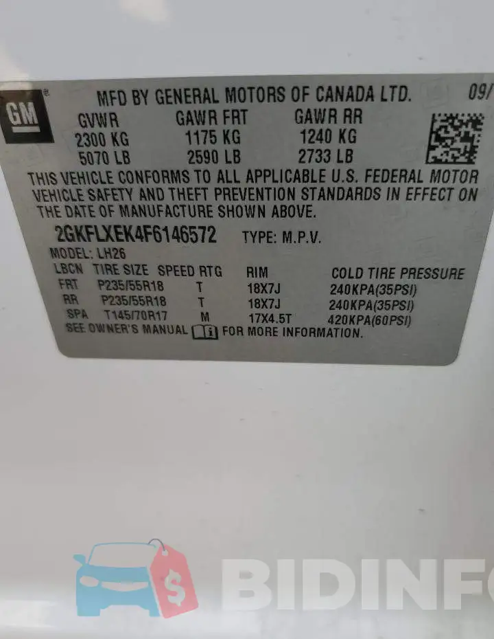 2GKFLXEK4F6146572 Photo# 14