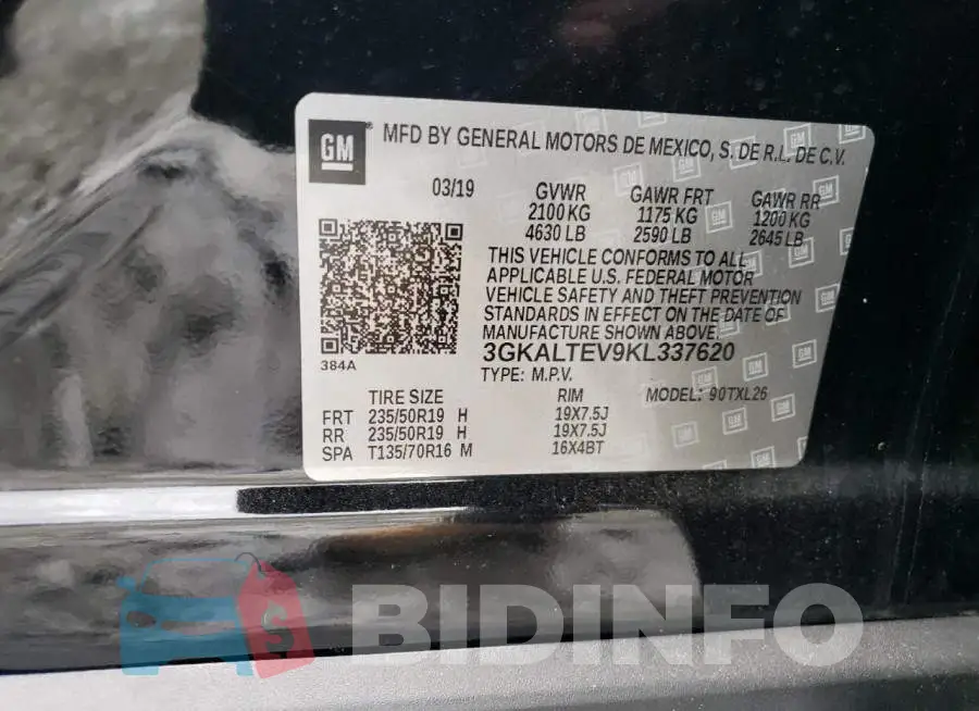 3GKALTEV9KL337620 Photo# 13