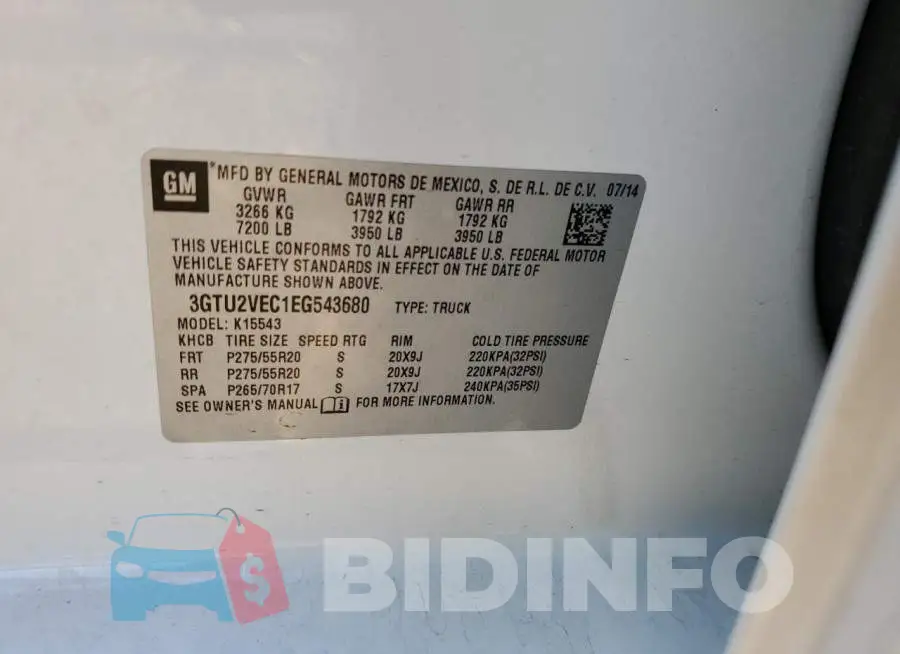 3GTU2VEC1EG543680 Photo# 12