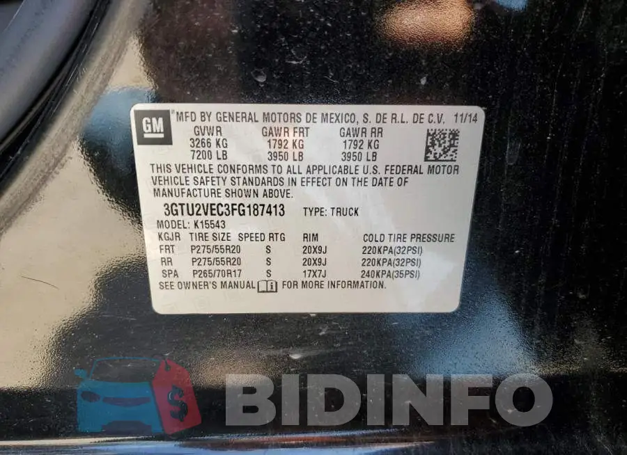 3GTU2VEC3FG187413 Photo# 12