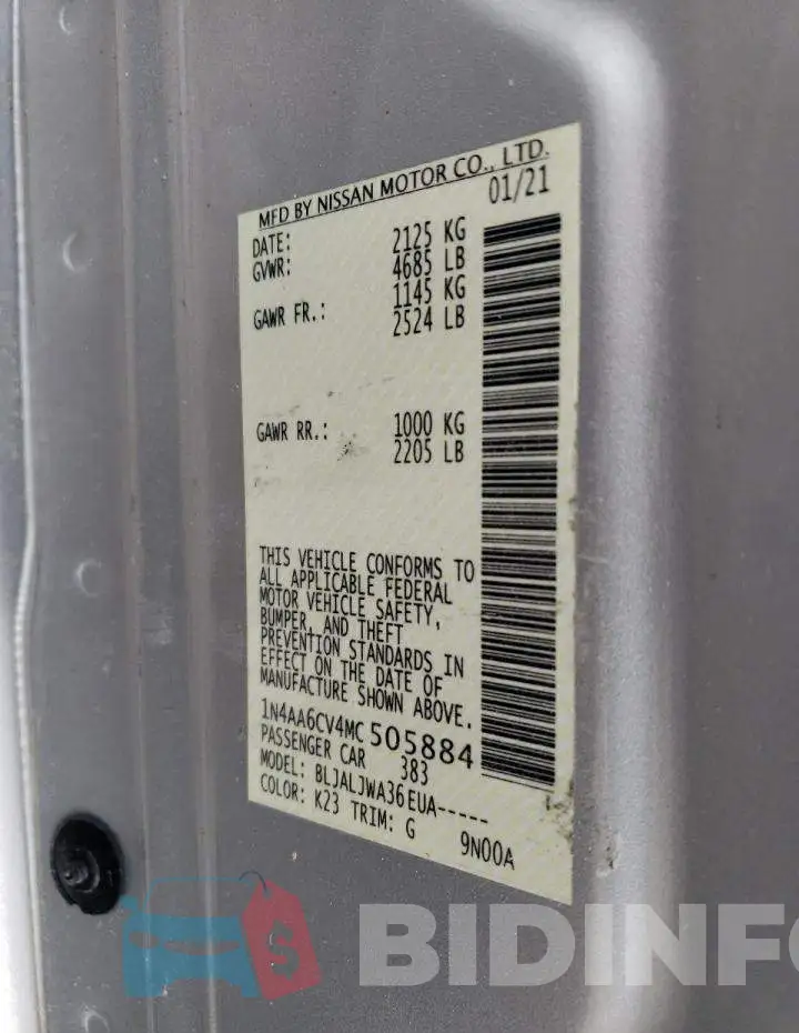 1N4AA6CV4MC505884 Photo# 12