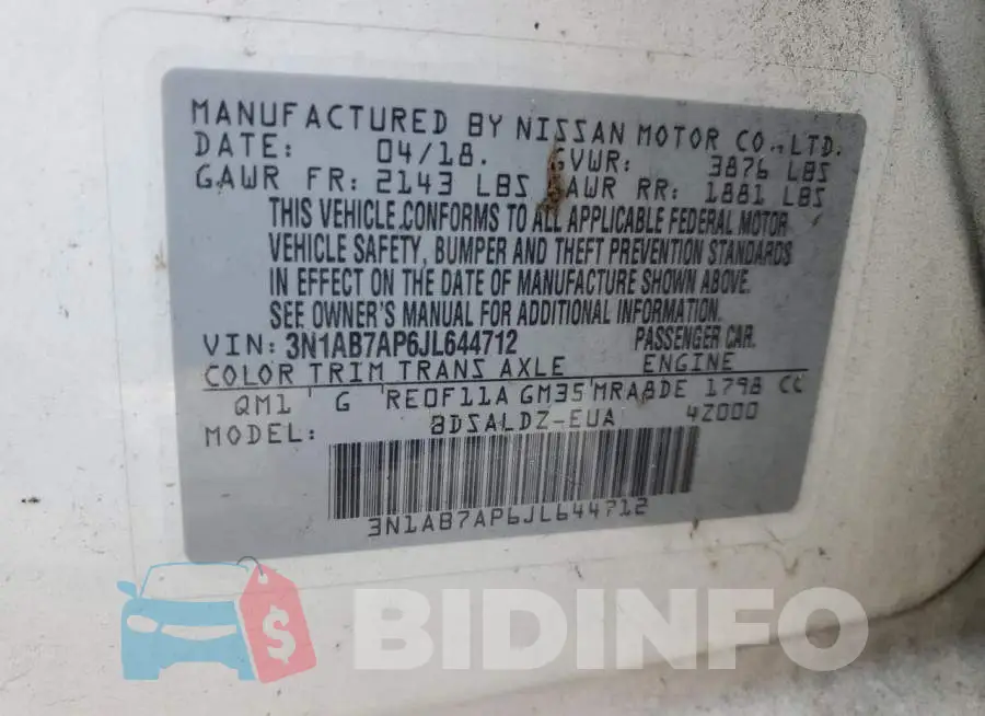 3N1AB7AP6JL644712 Photo# 12