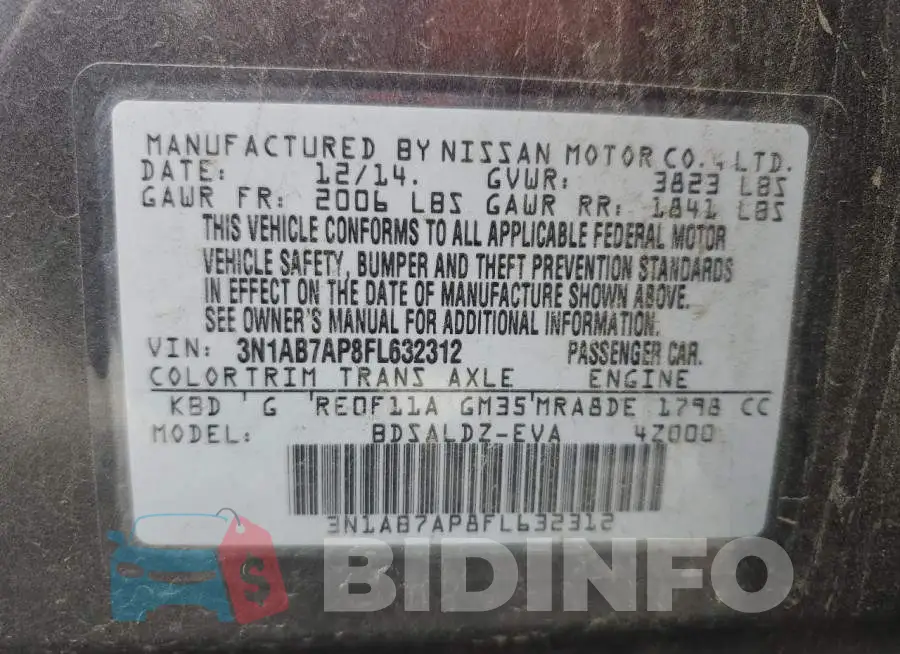 3N1AB7AP8FL632312 Photo# 12
