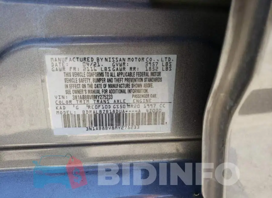 3N1AB8BV8MY275233 Photo# 12