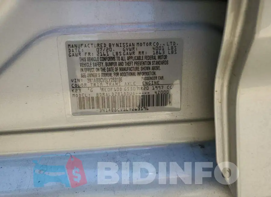 3N1AB8CV5LY263196 Photo# 12