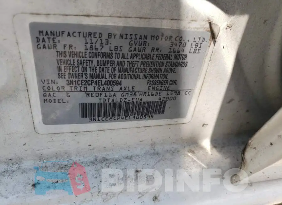 3N1CE2CP4EL400594 Photo# 12